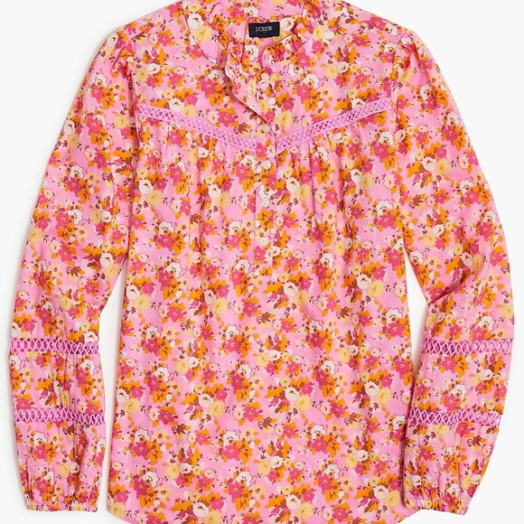 J. Crew Factory Tops - J.Crew Factory Floral Ruffneck Shirt